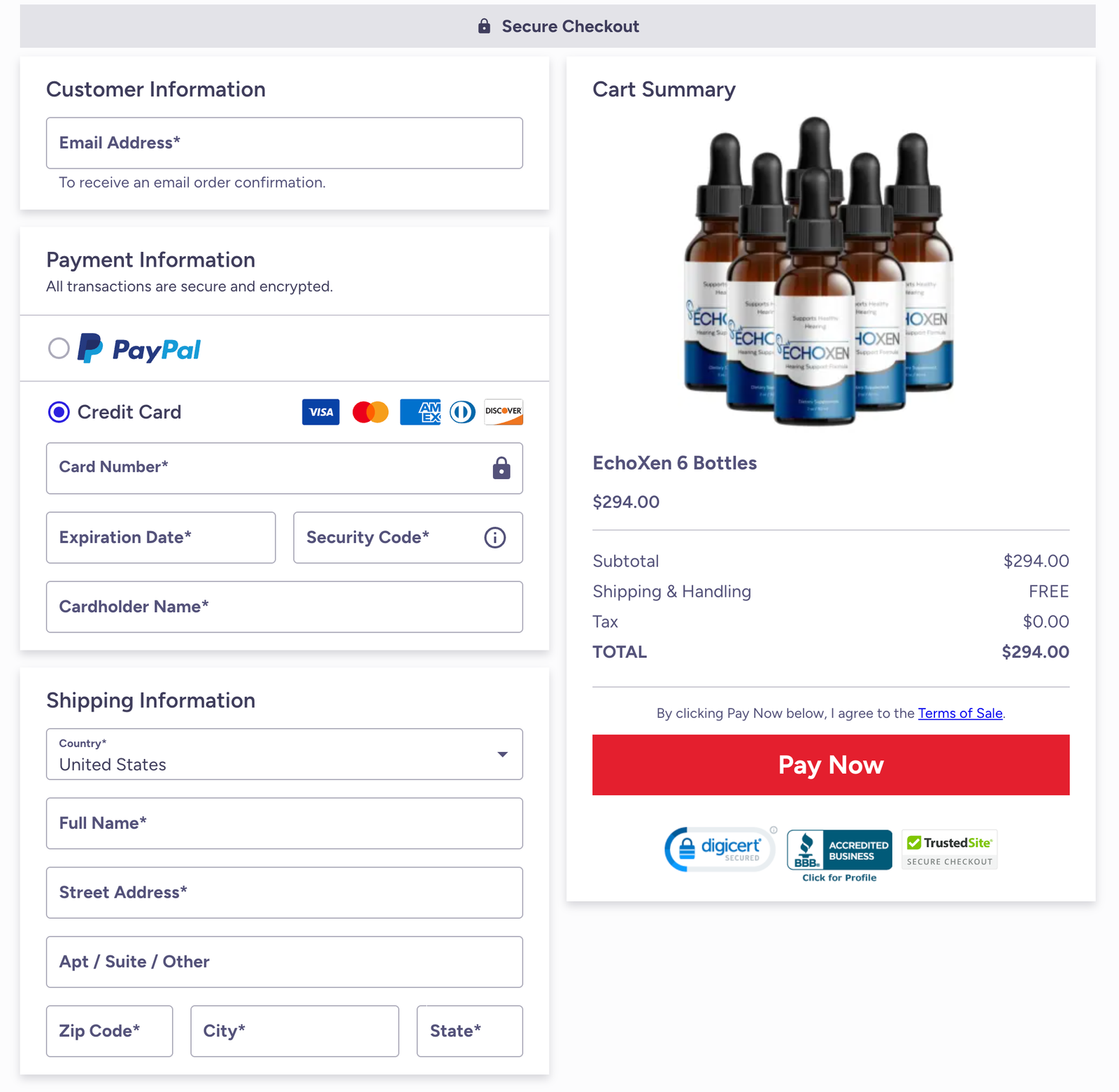 EchoXen Official Website Secure Order Page